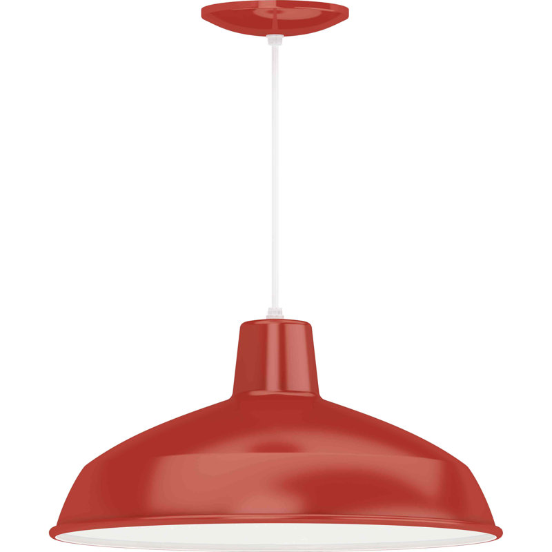 Luminaire suspendu suspendu 1 lumière d'intérieur en forme de bol de ferme inversé rouge 1 lumière, Rouge