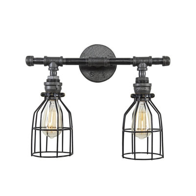 Lustre de style industriel, tuyau en fer noir, 15,7 po x 13,8 po x 9,8 po | Douille E27 | Conception moderne de chalet / chalet | Fabrication 100% durable en fer | Parfait pour la maison, le bureau et les espaces uniques, solution d'éclairage élégante