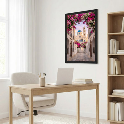 Art mural sur toile en bois naturel pour salon, chambre à coucher, bureau ou vestibule - décoration murale décorative avec arche de fleur