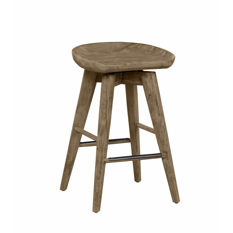 Tabouret de bar et de comptoir pivotant en bois massif Basnti, Tabouret de comptoir (siège d'une hauteur de 24 p