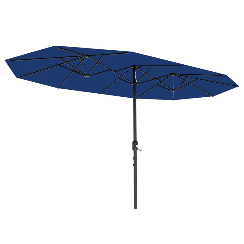 Parasol d'extérieur 13 pi pour patio, parasol rectangulaire double face avec auvent résistant à la décoloration pour terrasse de jardin