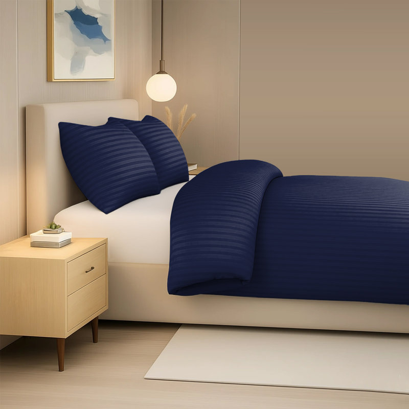 Microfiber Striped Duvet Cover Set, Double