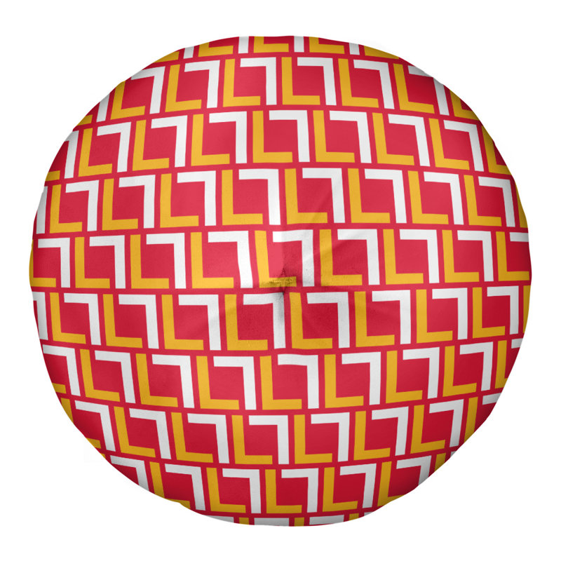 Coussin rond Kansas Kansas, Rouge / or / blanc, 26'' x 26''