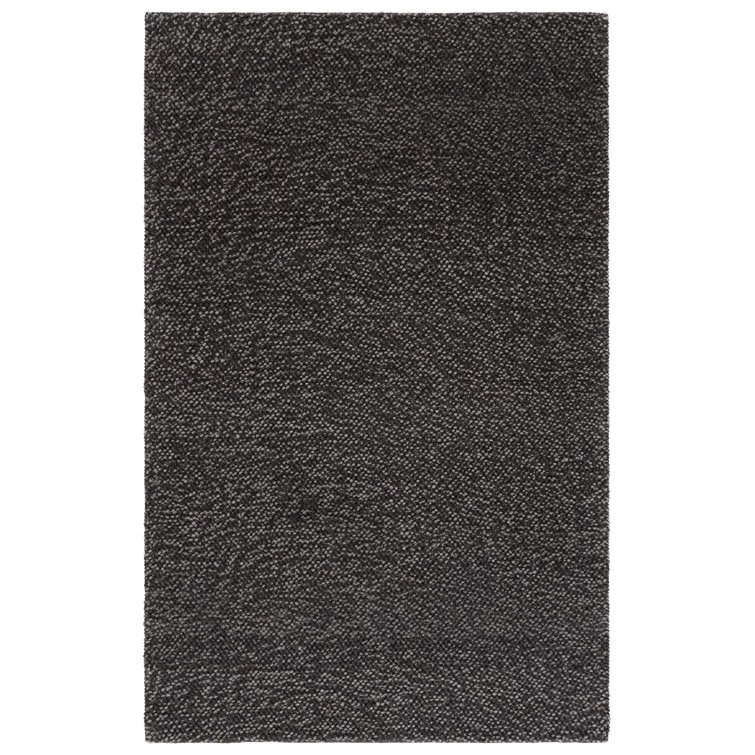 Natura 425 Handwoven Wool/Cotton/Polyester No Pattern Indoor Use Only Rug in Black/Grey