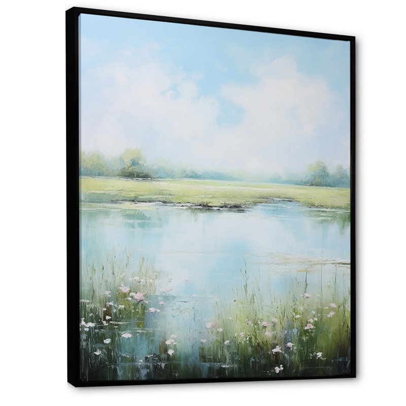 «Meadow Tranquil Waters I», reproduction d'art sur toile Meadow, H 32 po x l 16 po, Cadre flottant noir