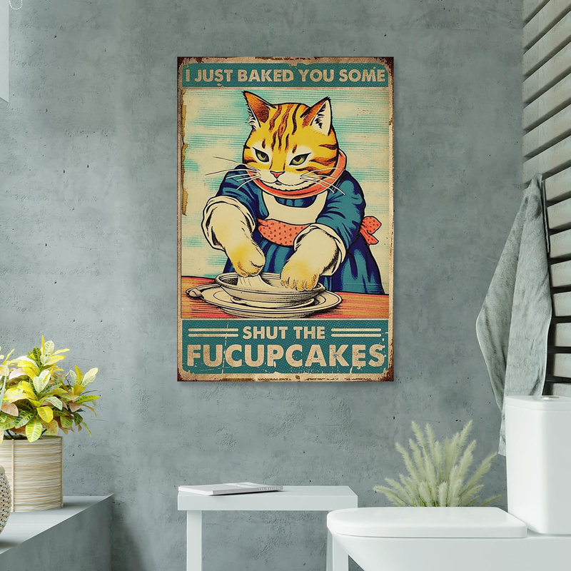 Cat Shut The Fucupcakes - 1 Piece Rectangle Graphi " Cat Shut The Fucupcakes ", 24" W x 36" H