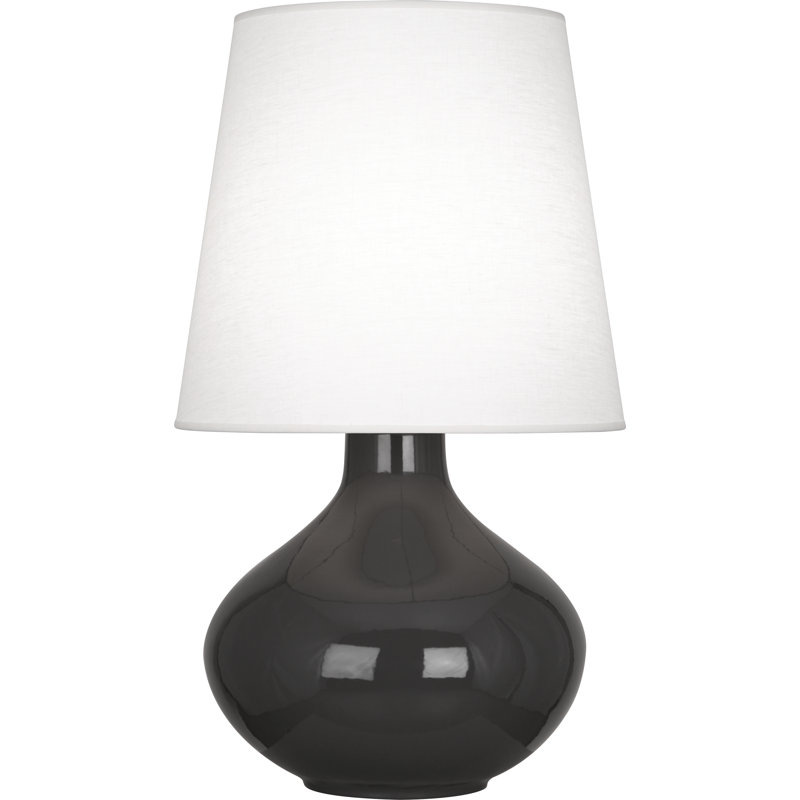June Ceramic Table Lamp, Oyster Linen, Ash