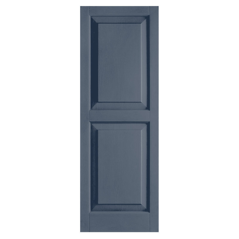 Paire de volets avec panneaux en vinyle surélevés standard, Indigo, 43 po x l 15 po x P 1 po