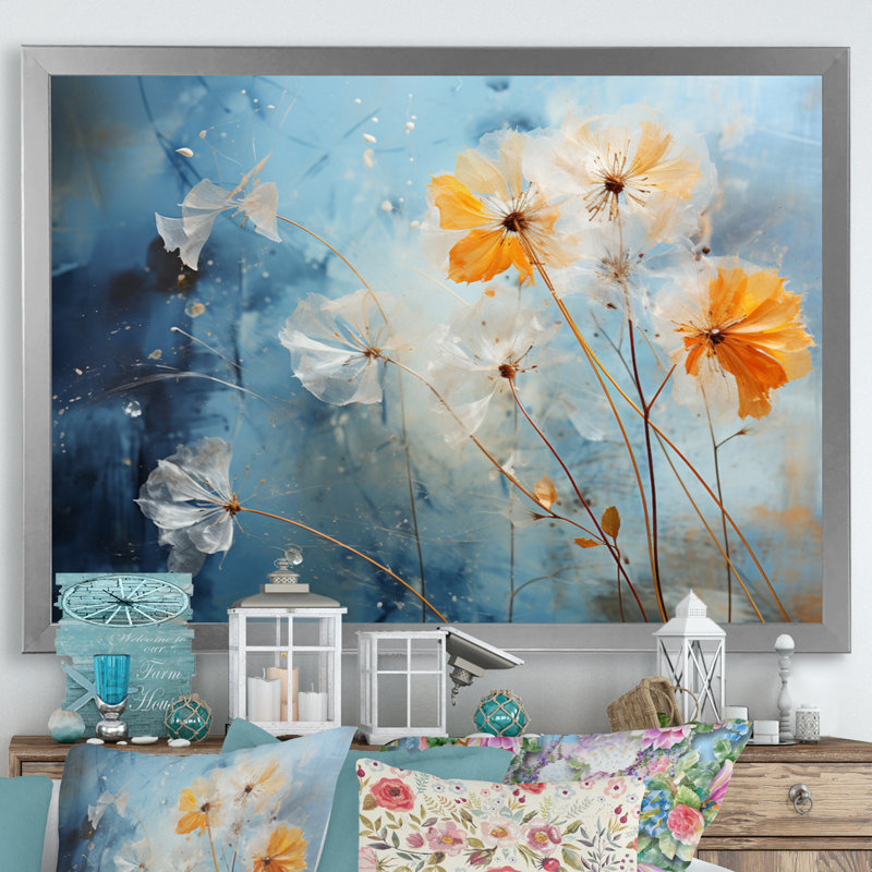 «Dandelion Natures» sur toile, H 30 po x l 40 po x P 1,5 po, Cadre simple argenté