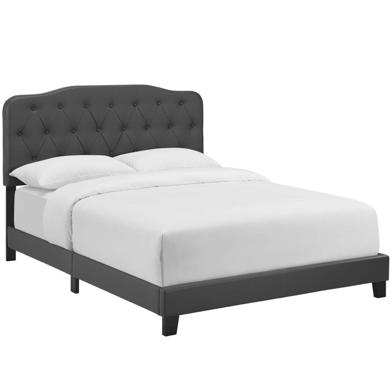 Modway Amelia Faux Leather Bed, Gray, King