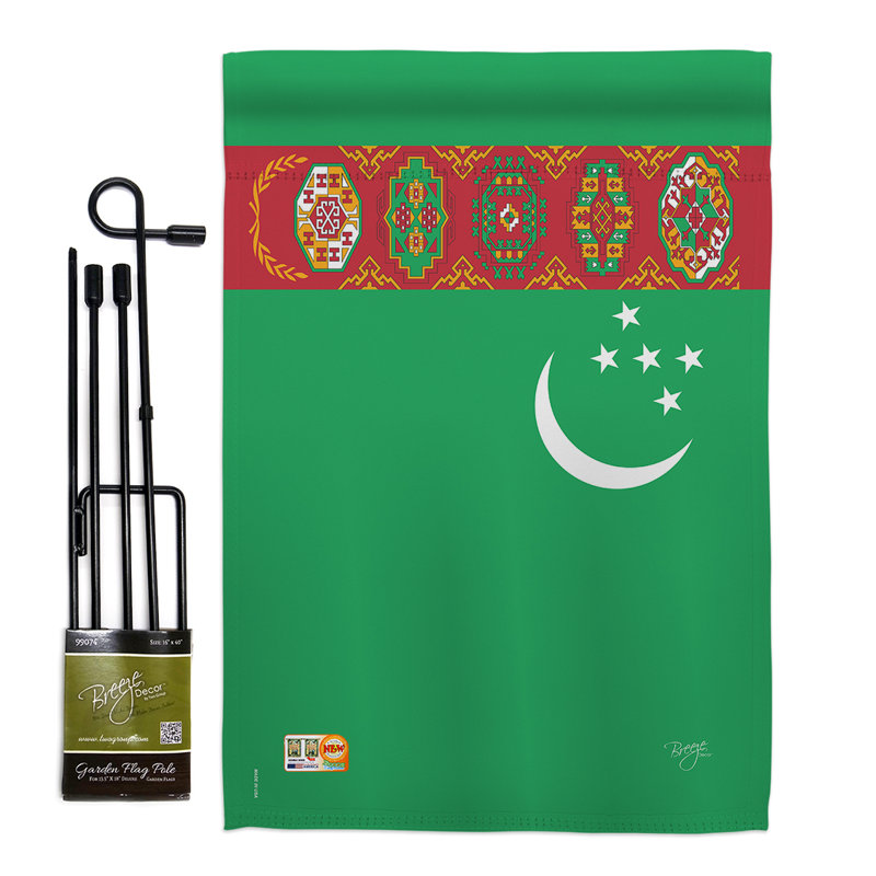 Ensemble drapeau 2 côtés 1 pi 7 po x 1 pi 1 po turkménistan