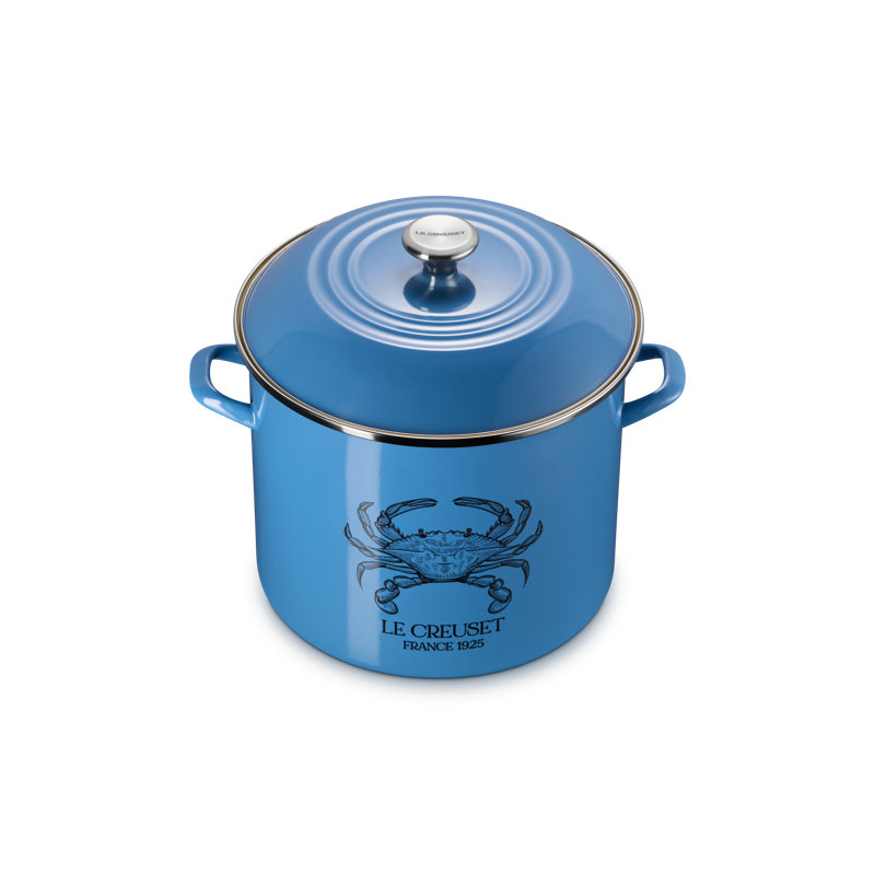 Le Creuset Enamel On Steel Blue Crab Stockpot, 16qt. Light Marseille