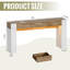 Console 63 po, table de vestibule en bois avec dessus en bloc épais et 3 tiroirs cachés, table de canapé pour le couloir, le vestibule ou le salon