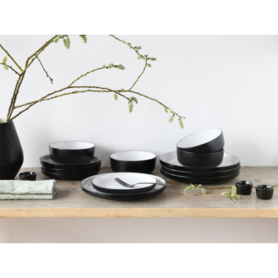 Nordic Cool Black Piece Stoneware Dinnerware Set - Service for 4