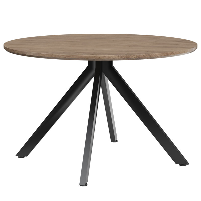 Solid Wood Round Dining Kitchen Table for 4-6 People with Intersecting X-Pedestal Base, Durable and Stylish, Brown/Black