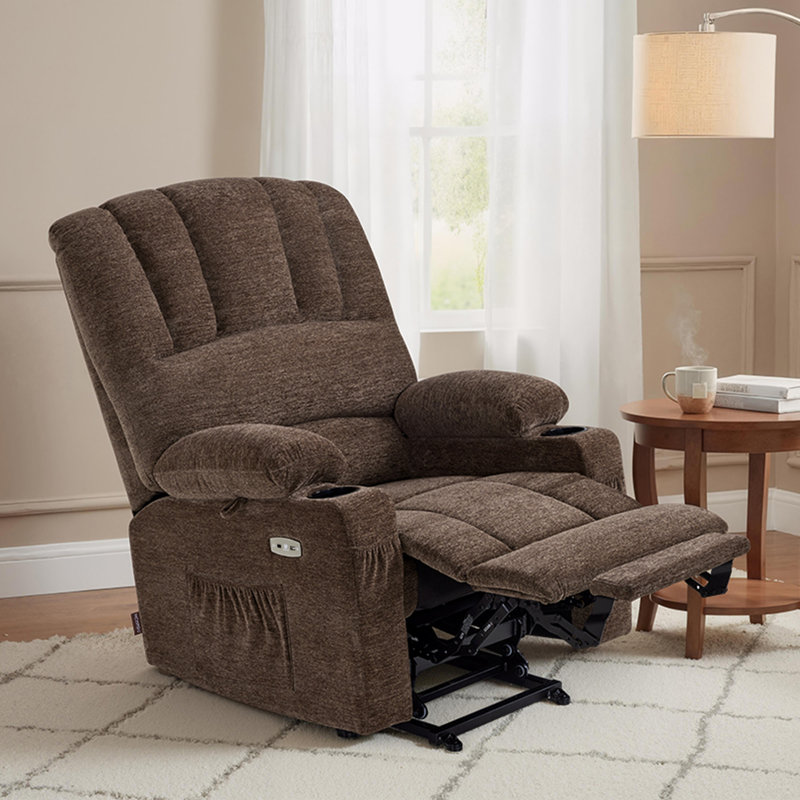 Zhana Power Recliner Lift Chair with Massage and Heat, Fabric, Coffee 100% Polyester