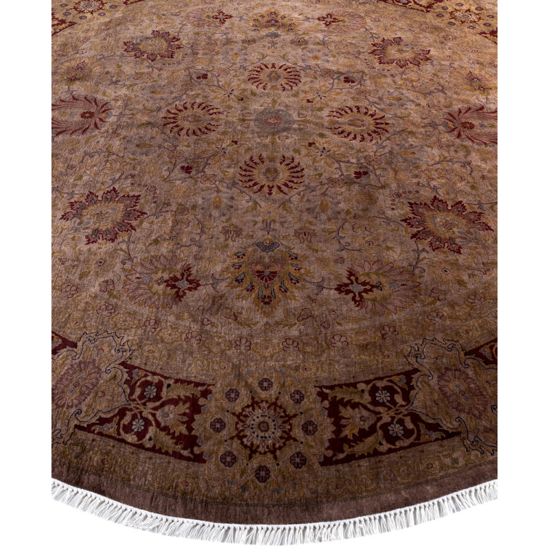 Overdyed Hand-Knotted Wool Modern-Contemporary Brown Area Rug 8' 1" x 8' 1"