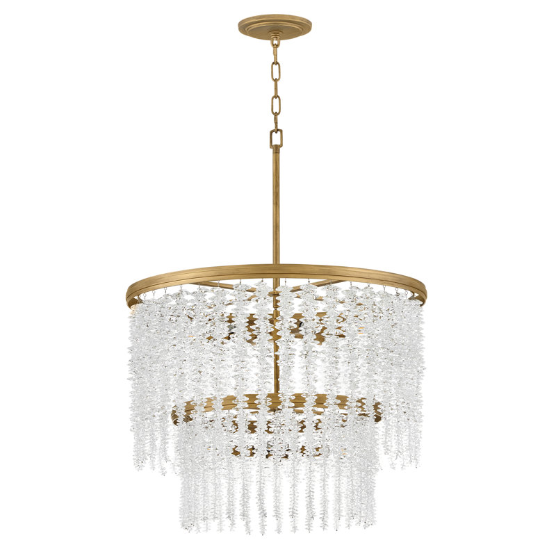 Rubina Multi-Tier Chandelier w/ Hand-Strung Crystal Strands, 32" H x 26" W x 26" D, 10
