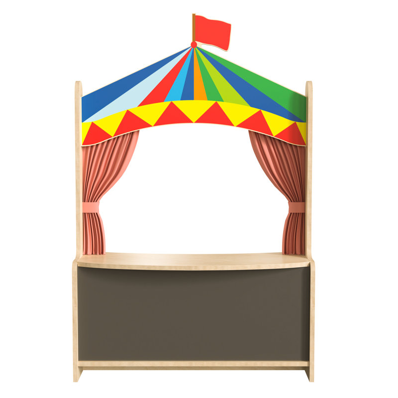 Spectacle de marionnettes en bois Bright Bright Beginnings avec tableau noir magnétique et rangement arrière