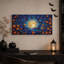 Toile bleue d'Halloween, chauves-souris et lune en orange-1923305023