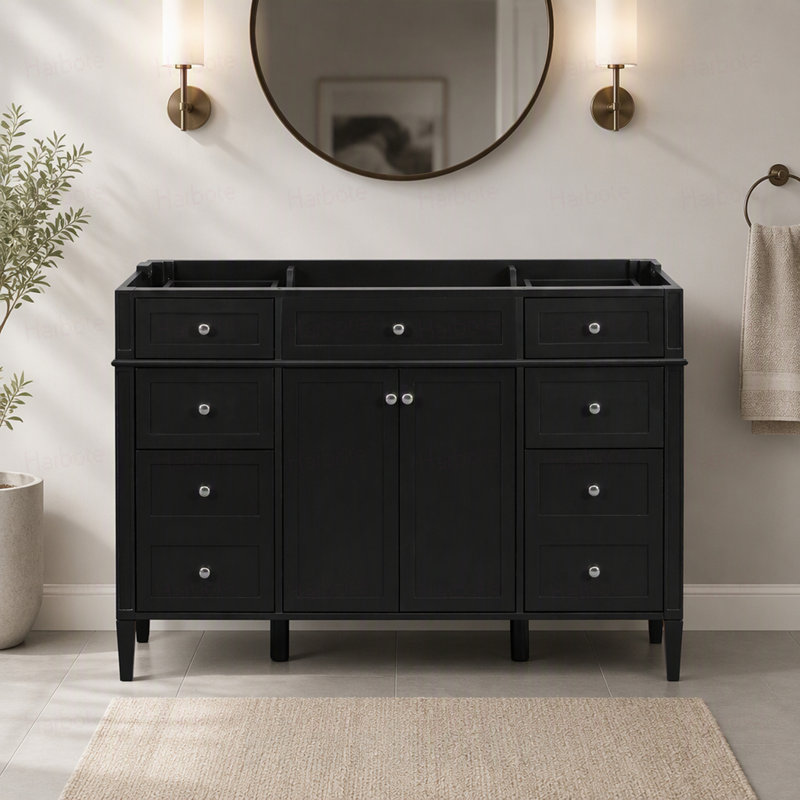 Freestanding Standard Single Vanity Bathroom Vanity With Top, Black