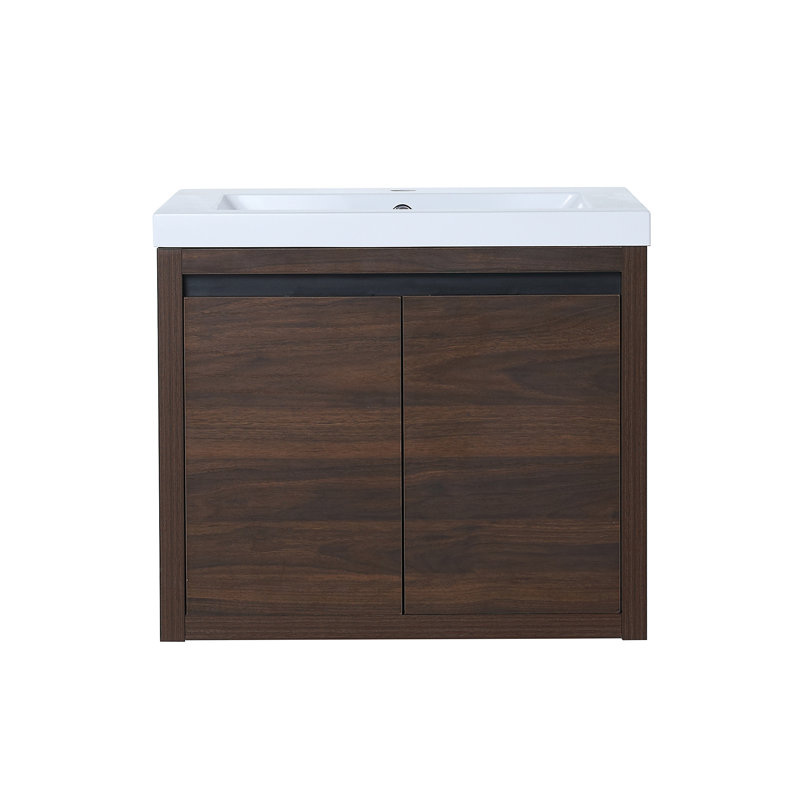 Meuble-lavabo mural simple avec plateau en résine et meuble-lavabo de 23,6 po Nariman