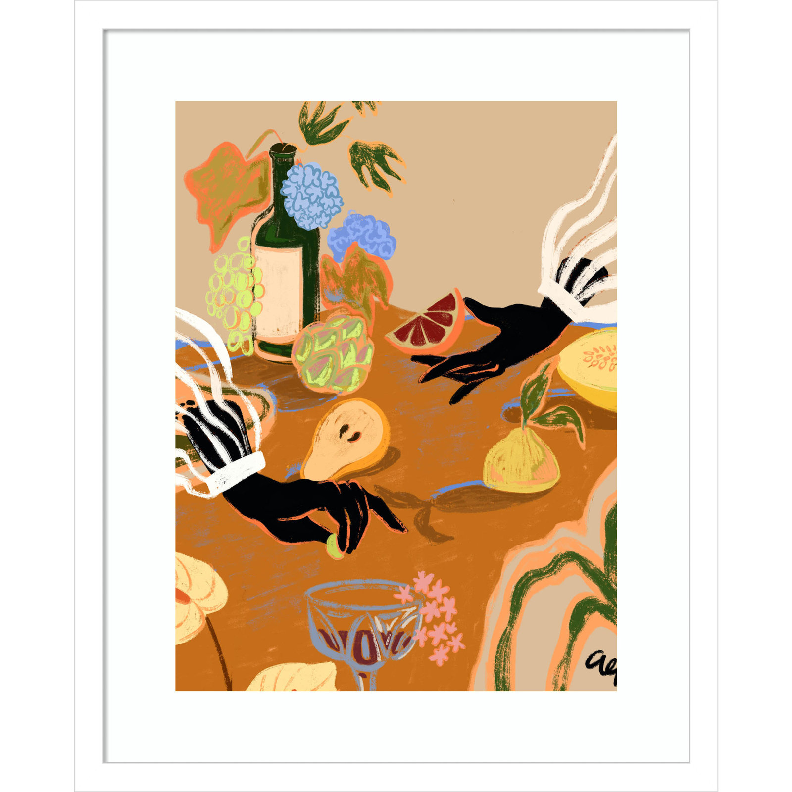 Oberon "Handful of Love (Fruit)" Print, White, 21" H x 17" W