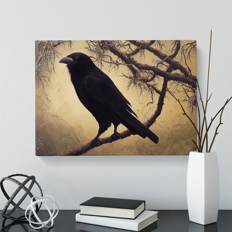 Splendorous Crow Bird - Wrapped Canvas Print, 40cm H x 60cm W x 3cm D