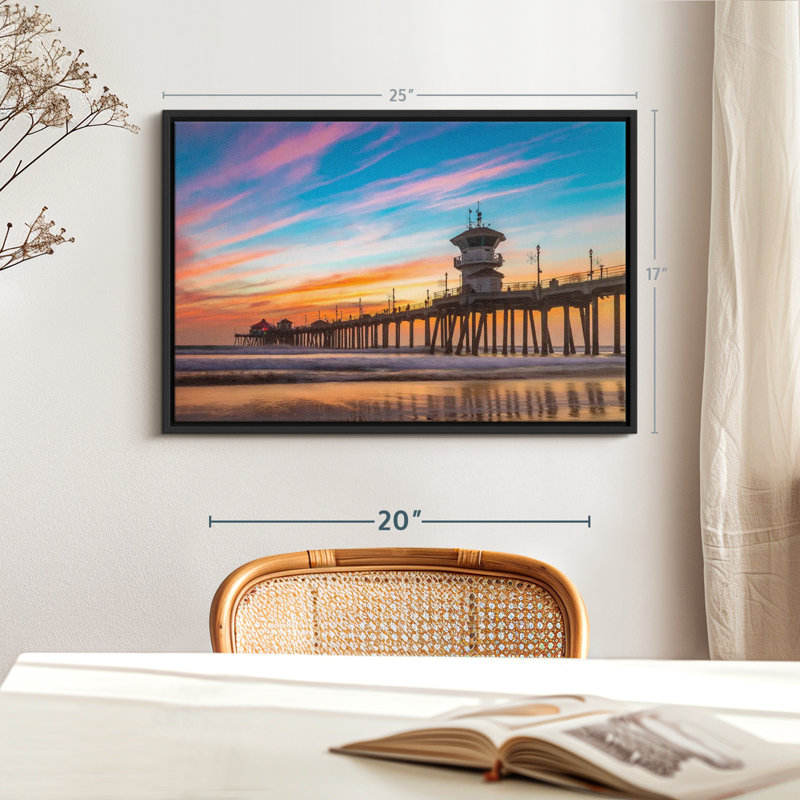 «Daley California Beach Dock At Sunset», reproduction sur toile, H 17 po x l 25 po