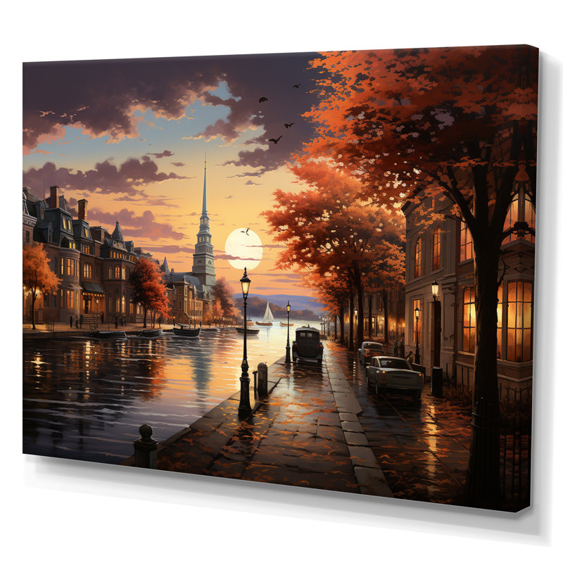 Étang à Boston, souvenirs - art mural encadré Boston, Toile tendue, H 34 po x l 44 po x P 1,5 po