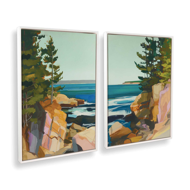 Ensemble 2 pièces Seacliff Whispers On Canvas par Azure Artisanal Studio, H 50 po x l 68 po x P 1,75 po