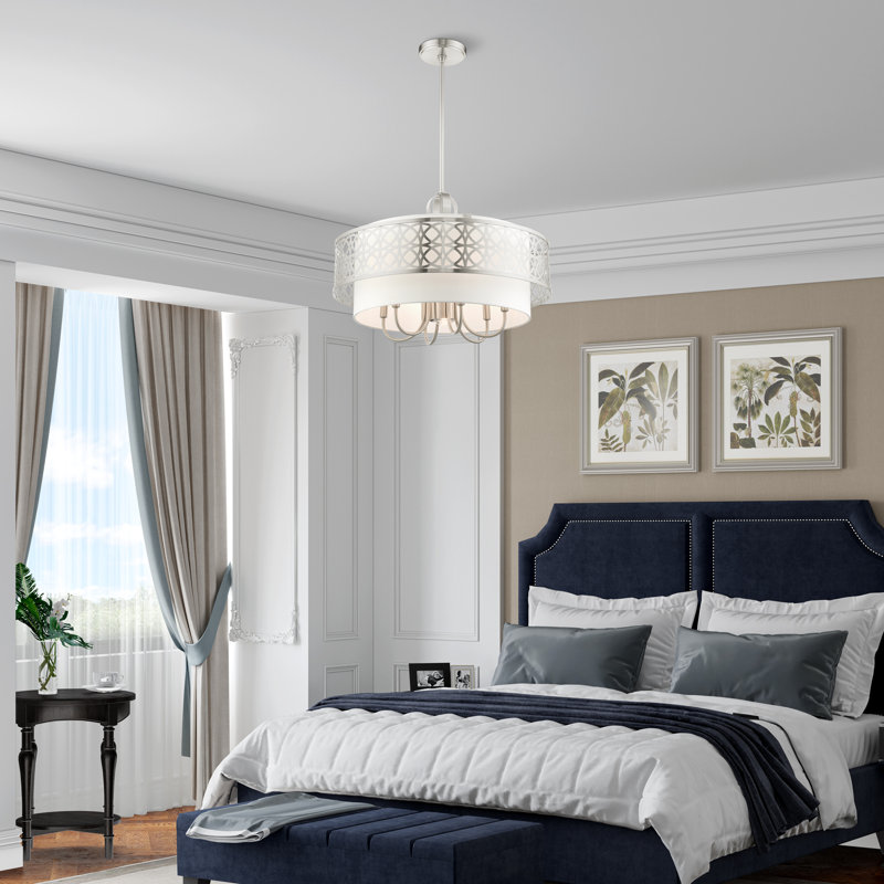 Lustre tambour 7 lumières Eraman, Nickel brossé