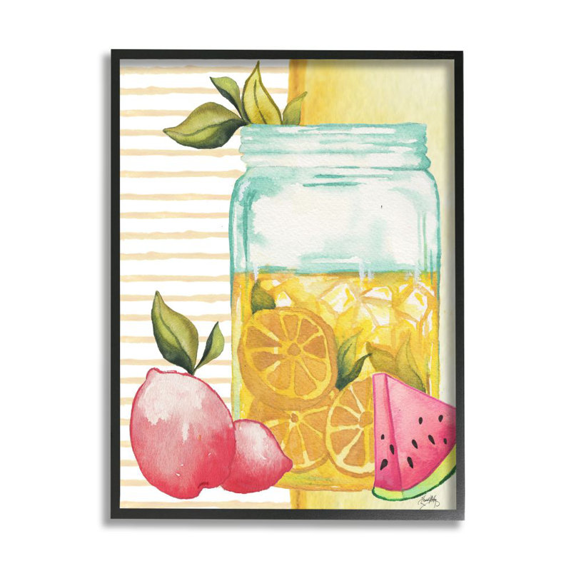 «Iced Lemonade Pitcher Abstract Pink Lemon Fruit» par Elizabeth Medley - impression d'art graphique