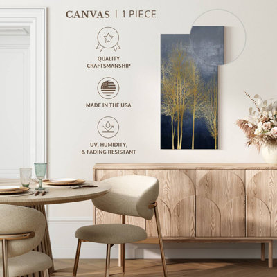 Gold Trees On Blue Panel I