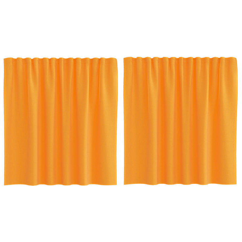 Voile Curtains With Tab Top 2 Pcs, Orange, 140cm Width x 140cm Drop