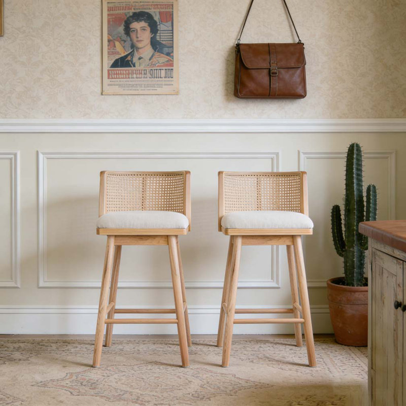 Tabouret de comptoir d'intérieur en bois, chaise de salle à manger, Naturel