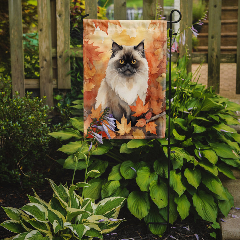 Chat en feuilles d'automne drapeau de jardin, Himalayen