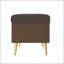 Banc de rangement moderne capitonné avec tissu capitonné et pieds en métal doré - café-129894798-129894800
