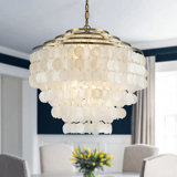 6-Light 22" Glam Coastal Capiz Tierd Chandelier 4-Tier Vintage Natural Seashell Hanging Light