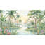 Papier peint paysage tropical avec aquarelle et feuillage vert luxuriant-1309505676-1309505677
