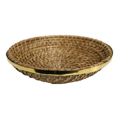 Panier en rotin en laiton martelé 9,5 po Home & Manor