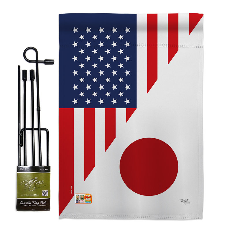 Friendship japon-impressions décoratives à 2 faces 18,5 x 18,5 po ensemble de drapeaux en polyester