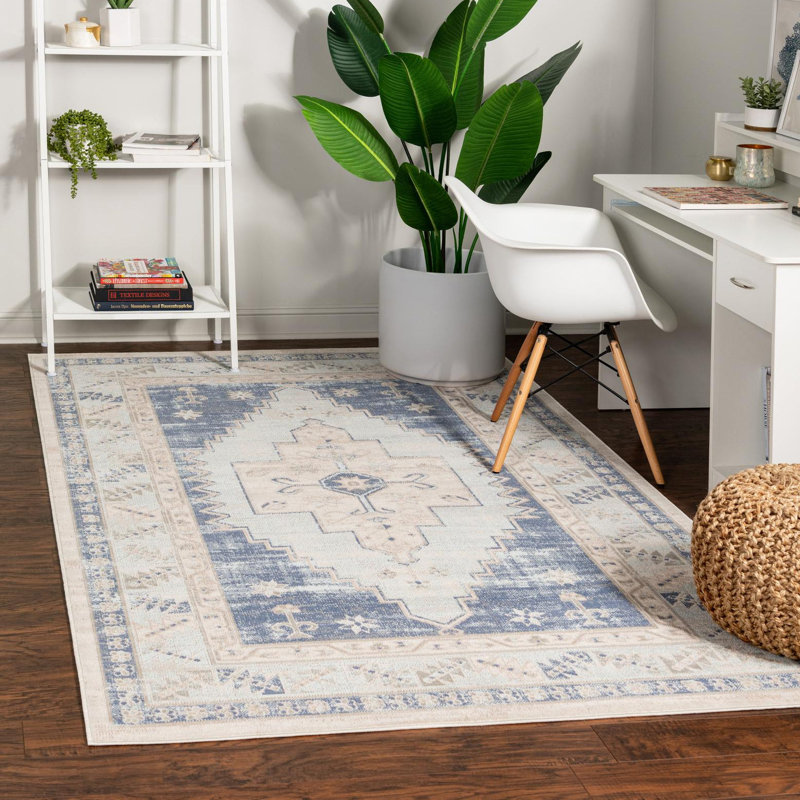 Tapis bleu ciel Parchette, Rectangle 5 pi 3 po x 8 pi