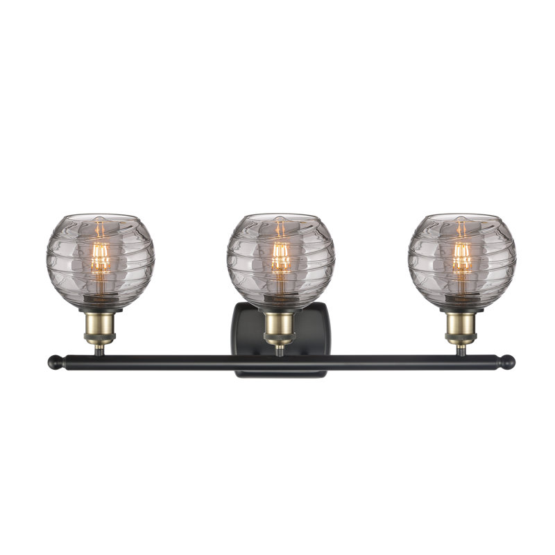 Halvorson 3 - Light Dimmable Vanity Light, Bulb Not Included, Matte Black/Antique Brass, Black