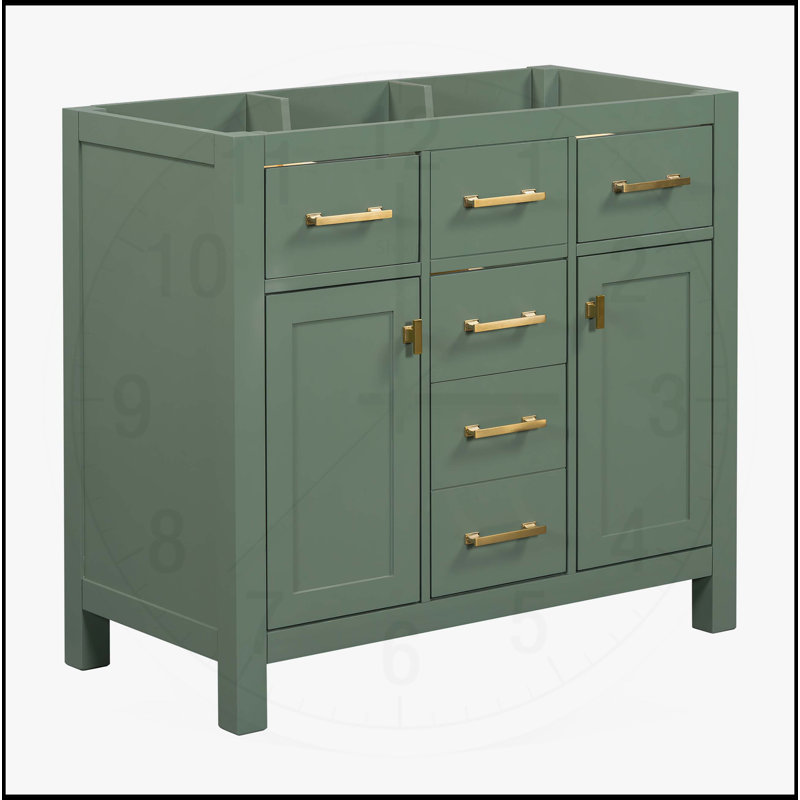 Single Bathroom Cabinet with 4 Drawers & 2 Cabinets, Green