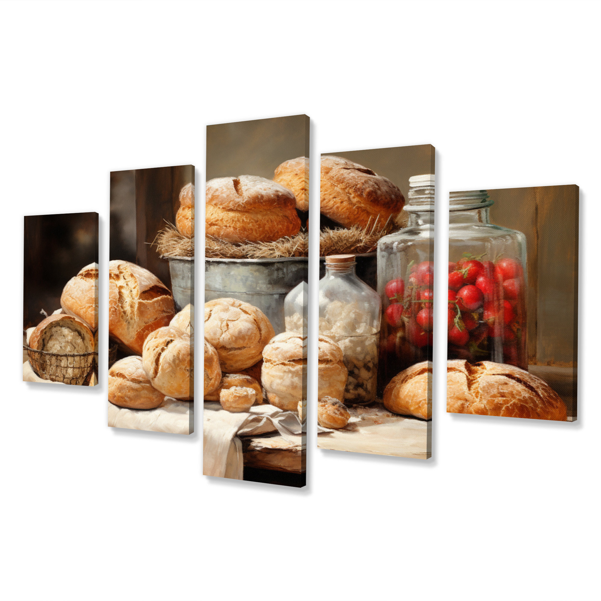 Gracie Oaks Food Baking Baked Goods On Canvas 5 Pieces Print | Wayfair