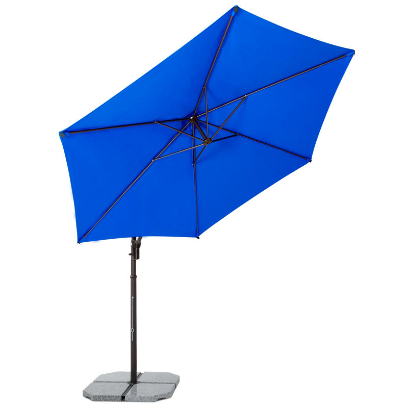 Jassim 10ft Deluxe Cantilever Umbrella, Offset Umbrella with 360 Degree Rotation, Crank Control and 5-level, Royal Blue