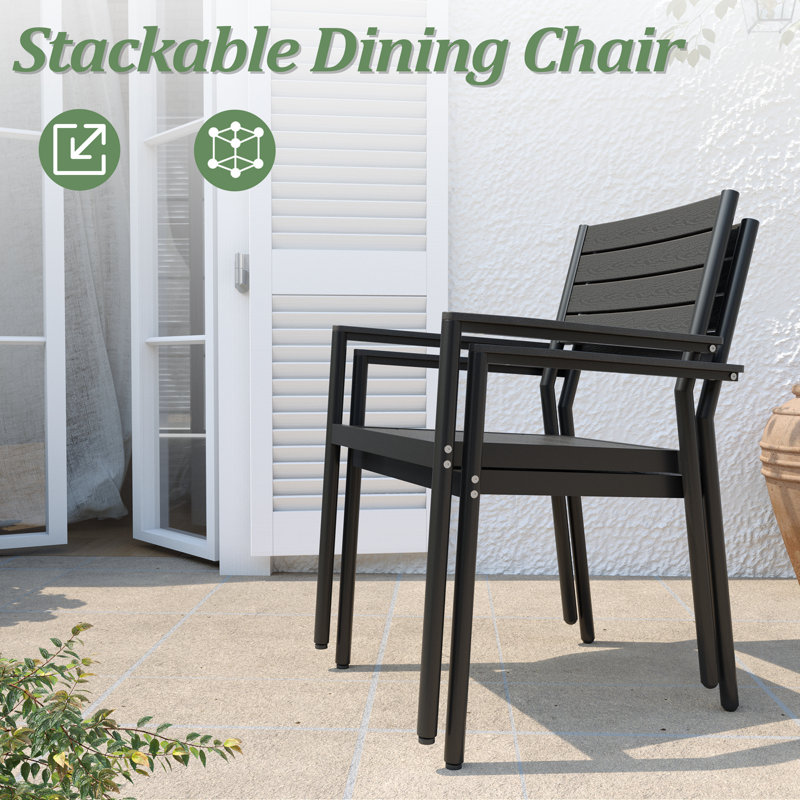 Cyanni 10 - Person Rectangular Outdoor Dining Set with Umbrella Hole, Black