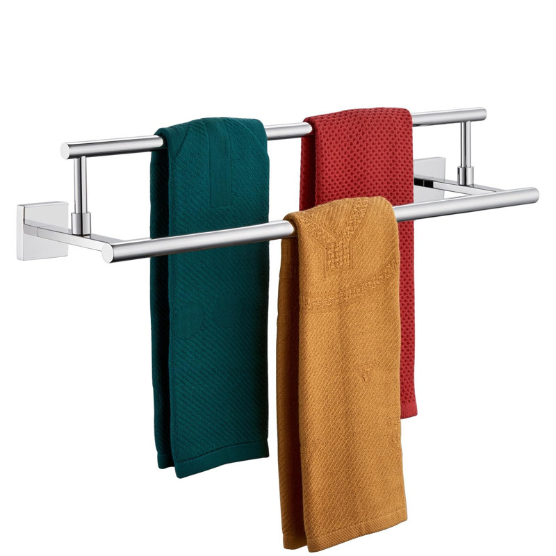 Porte-serviettes mural double en acier inoxydable 24 po, Chrome poli