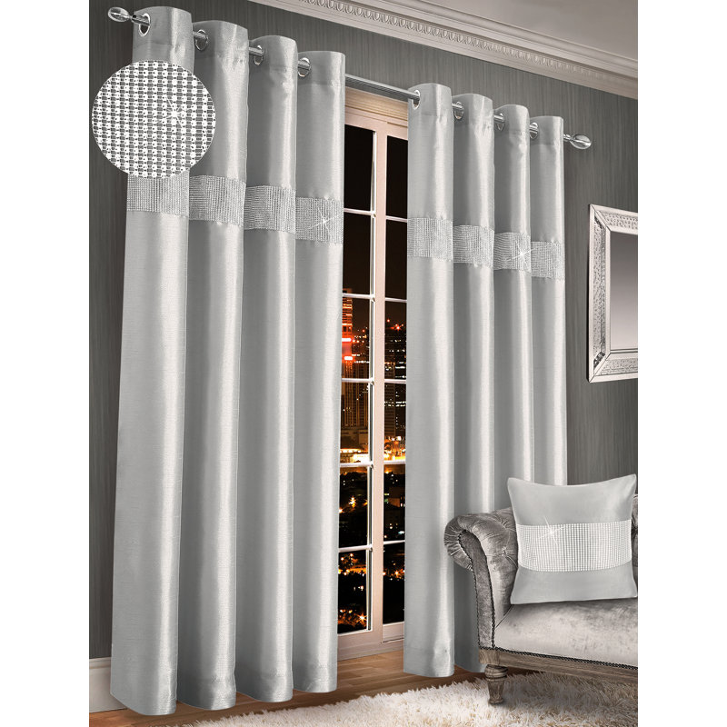 Aavash Curtain, 46cm Width x 54cm Drop, Silver
